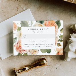 Cartão RSVP Escolha de Refeição de Casamento Elegante Pêssego