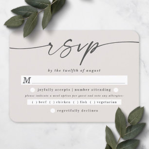 Cartão RSVP Escolha de Refeição de Casamento em Script Elegant