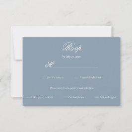 Cartão RSVP Escolha de Refeição de Casamento Minimalista Azul 