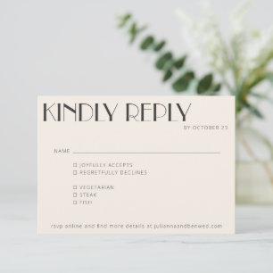 Cartão RSVP Escolha de Refeição de Casamento Minimalista Elega
