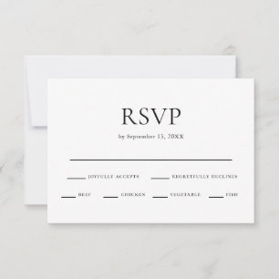 Cartão RSVP Escolha de Refeição de Casamento Preto e Branco Mí