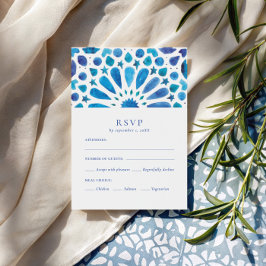 Cartão RSVP Escolha de refeição do Azulejo azul marroquino