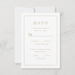 Cartão RSVP Escolha de Refeição Elegante Script Dourado Enclau