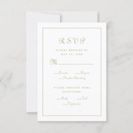 Cartão RSVP Escolha de Refeição Elegante Script Dourado Enclau