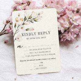 Cartão RSVP Escolha de Refeição Floral de Aquarela Rosa Bege E