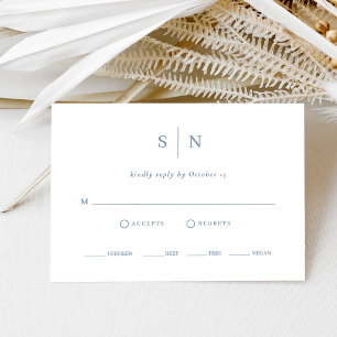 Cartão RSVP Escolha de Refeição Minimalista e Chic Branco e Az