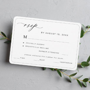 Cartão RSVP Escolha de refeição moderna e elegante em preto e 