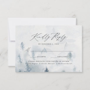 Cartão RSVP Escolha de Refeição para Casamento Elegante no Bos