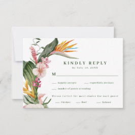 Cartão RSVP Escolha de Refeição para Casamento Floral Tropical