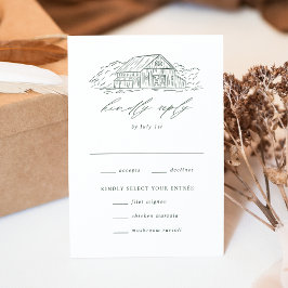 Cartão RSVP Escolha de Refeição para Casamento Rústico Elegant