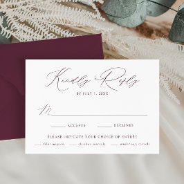 Cartão RSVP Escolha de Refeição Roxa Moderna e Elegante para C