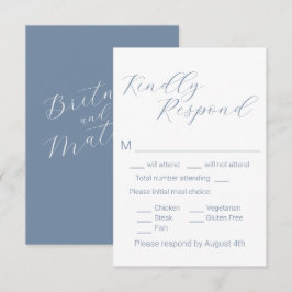 Cartão RSVP Escolha de Refeição Simples Minimalista Azul Poeir