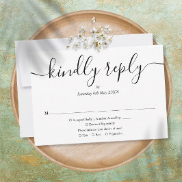 Cartão RSVP Escolha de Refeição Simples para Casamento em Pret