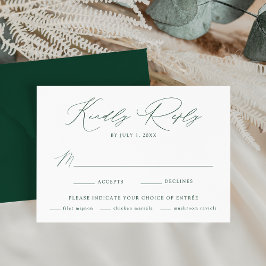 Cartão RSVP Escolha de Refeição Verde Elegante Moderna para Ca