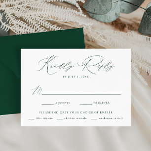 Cartão RSVP Escolha de Refeição Verde Elegante Moderna para Ca