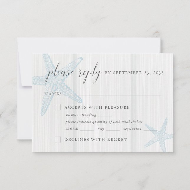 Cartão RSVP Escolha de Refeições Azuis Russas para Peixes de E (Frente)