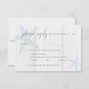 Cartão RSVP Escolha de Refeições Azuis Russas para Peixes de E