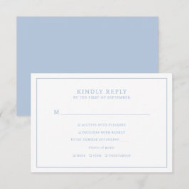 Cartão RSVP Escolha de Refeições de Quadro Azul Mínimo Elegant