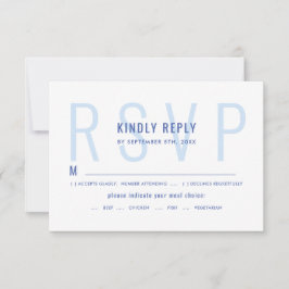 Cartão RSVP Escolha de refeições modernas, azuis-claros e mini