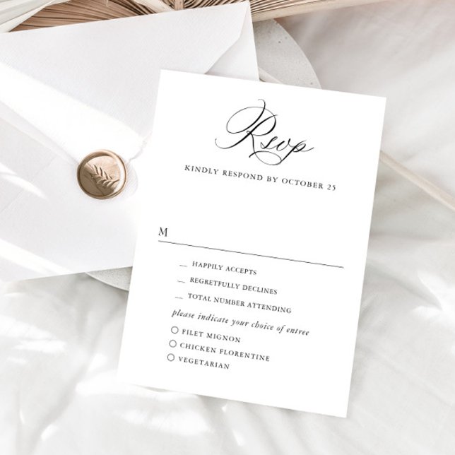 Cartão RSVP Escolha de refeições para caligrafia simples e ele (Criador carregado)