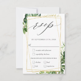 Cartão RSVP Escolha de refeições para casamento Dourado com o 