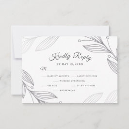 Cartão RSVP Escolha do Janto de Casamento Botânico de Prata El