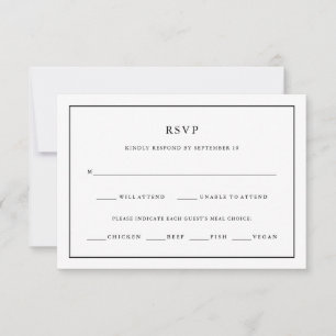 Cartão RSVP Escolha   editável mínima moderna da refeição da