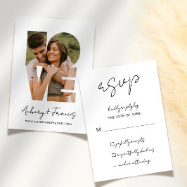 Cartão RSVP Escrito Elegante Simples Foto Casamento gentilment