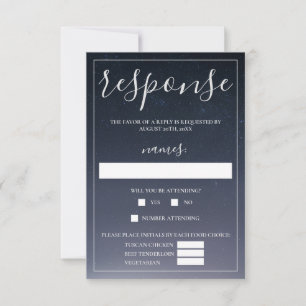 Cartão RSVP Escrito No Casamento da Noite das Estrelas