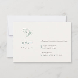 Cartão RSVP Esmeralda Botânica Moderna Elegante Contornada
