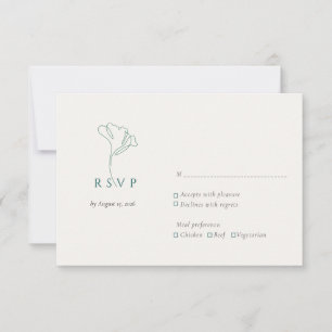 Cartão RSVP Esmeralda Botânica Moderna Elegante Contornada