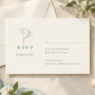 Cartão RSVP Esmeralda Botânica Moderna Elegante Contornada