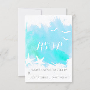Cartão RSVP Espalho de aqua azul-aquática, casamento de estre