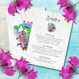 Cartão RSVP Espanhol, Coração Russo - Detalhes do Casamento Me