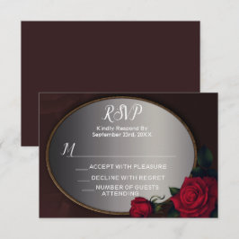 Cartão RSVP Espelho Floral Bege Rosa Cinza Prata