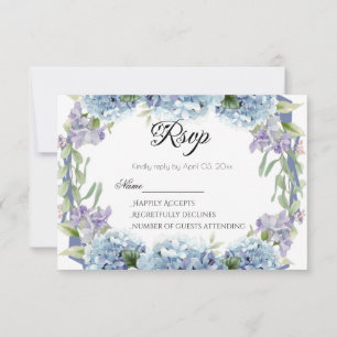 Cartão RSVP Esqueça-Me-Não Flores Aquarela Elegante