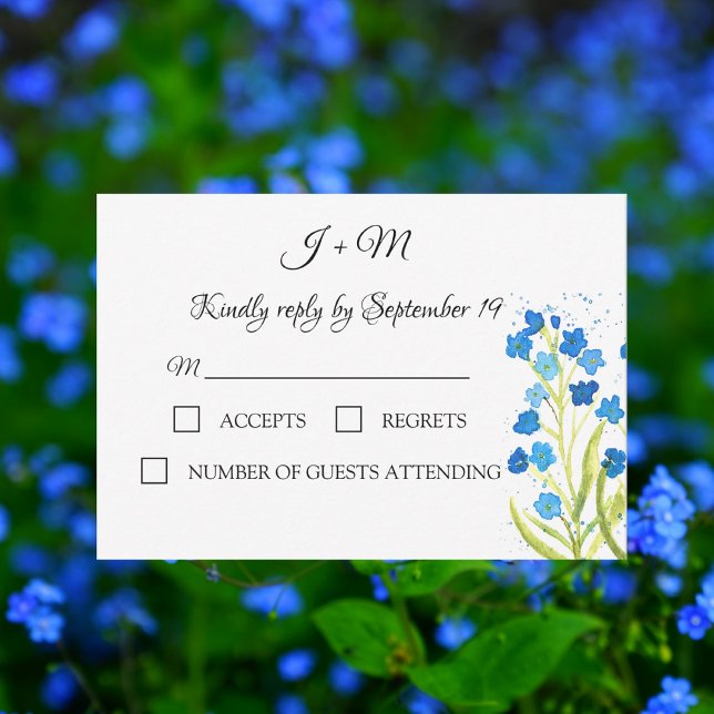 Cartão RSVP Esquece-me que não são flores azuis Florais. (Criador carregado)