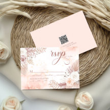Estilo Boho Elegante Código QR Floral Rosa