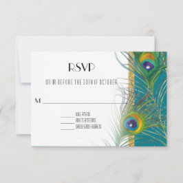 Cartão RSVP Estilo de Deco de Penas de Penas de Placa de Respo