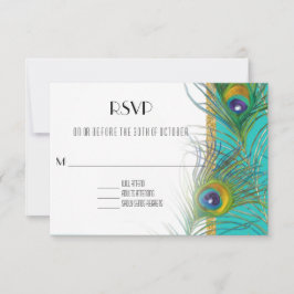 Cartão RSVP Estilo de Deco de Penas de Penas de Placa de Respo