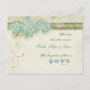 Cartão RSVP Estilo Vintage Aqua Floral Hydrangea Swirl Damask
