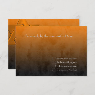 Cartão RSVP Estrela de David alaranjada à moda Ombre de