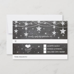 Cartão RSVP Estrelas de Giz Retro 4 de Julho Casamento
