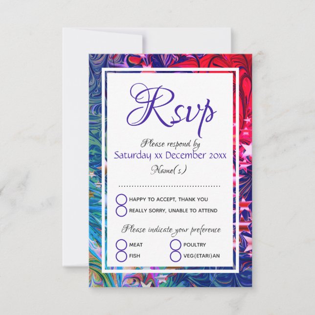 Cartão RSVP ESTRELAS DE NATAL | Abstrato Winter | Refeições Fe (Frente)