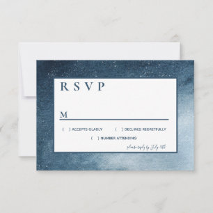 Cartão RSVP Estrelas do Céu Noturno Azul Marinho Branco