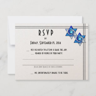Cartão RSVP Estrelas Interlocadas do Casamento Judaico de Davi