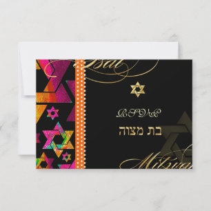 Cartão RSVP Estrelas Psicodélicas PixDezines Rsvp, Bat Mitzvah