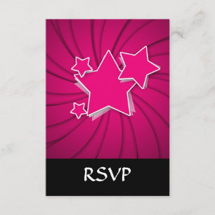 Cartão RSVP Estrelas Rosa Super Quentes e Fundo de Incêndio