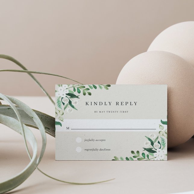 Cartão RSVP Estufa | Elegante Aquarela Botânica (Criador carregado)