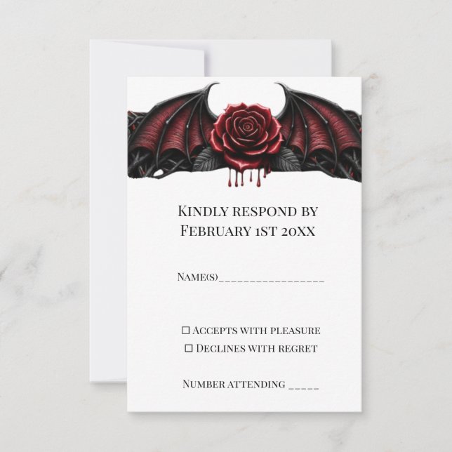 Cartão RSVP Eternal Night Gothic Vampire Wedding Dark Romance  (Frente)